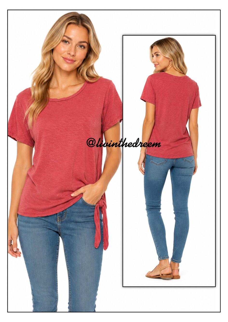 Dylan by True Grit Soft Slub Short Sleeve Tie Tee SZ S